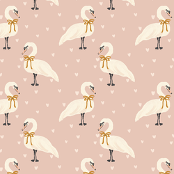 Love Bird Swans in Vintage Rose