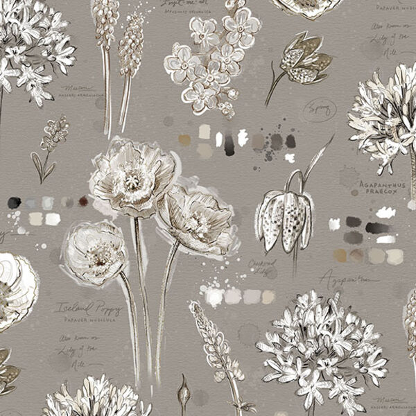 Floral Journal in Taupe