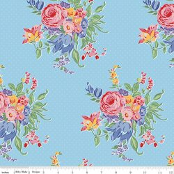 Floral Pindot in Blue