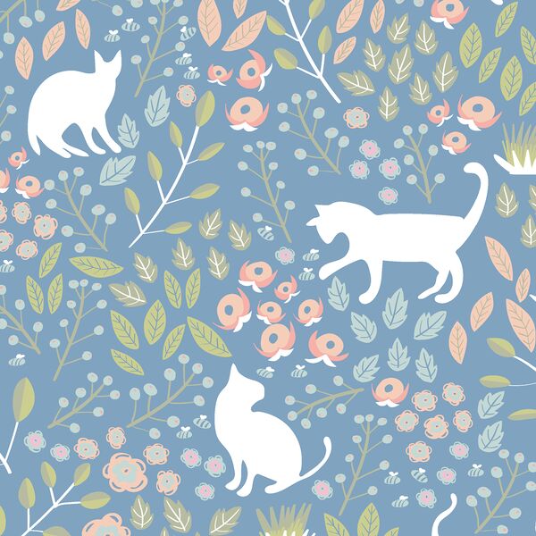 Large Cat Garden in Blue