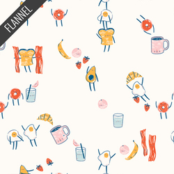 Breakfast Buddies Snug Flannel in White Linen