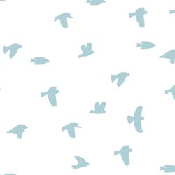 Flock Silhouette in Powder Blue on White
