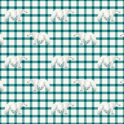 Little Polar Bear in Teal Plaid