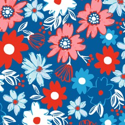 Large Bold Florals in True Blue