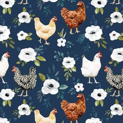 Garden Chickens in Navy
