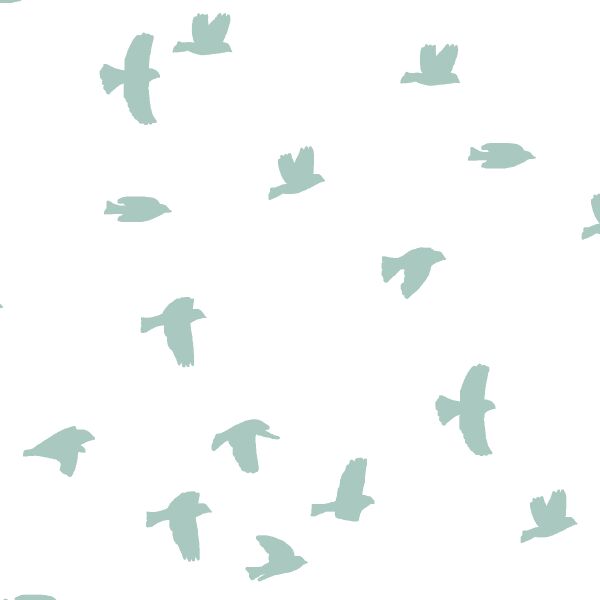 Flock Silhouette in Aspen on White