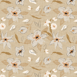 Freehand Floral in Tan