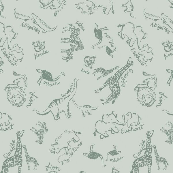 Zoo Animals in Light Sage