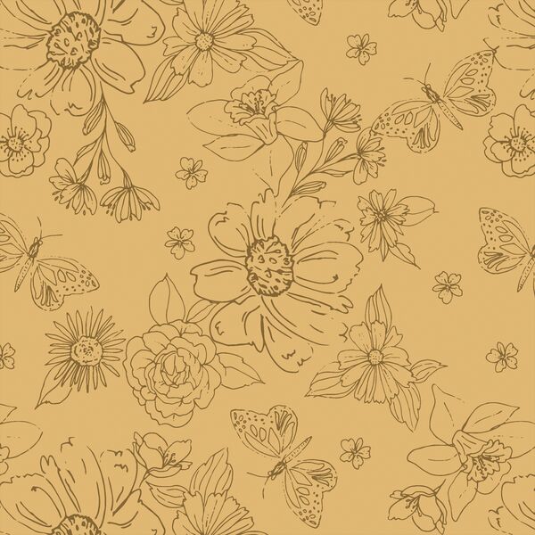 Big Sketched Florals in Daffodil