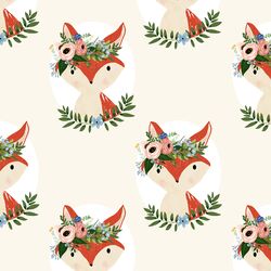 Large Fox Floral in Ivory