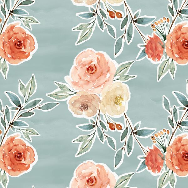 Ardent Floral in Blue Lagoon Wash