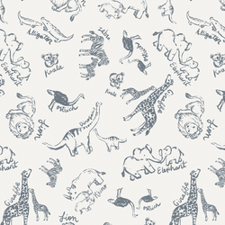 Zoo Animals in Ink Blue