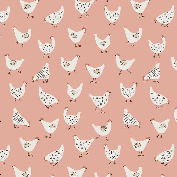 Farm Chickens in Pink