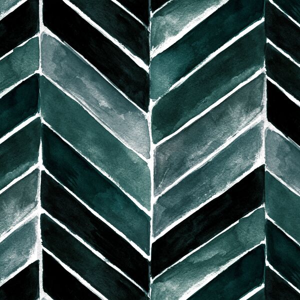 Large Painted Chevron in Deep Blue Green