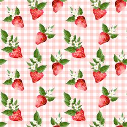 Strawberries in Petal Pink Gingham