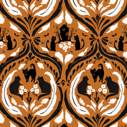Folk Cats in Pumpkin
