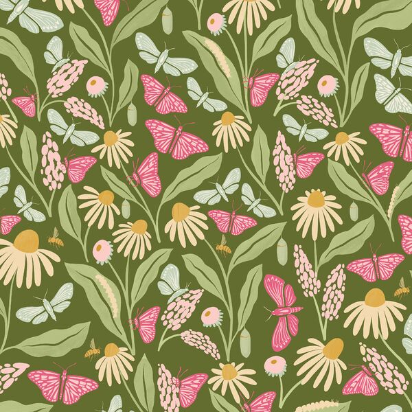 Butterfly Garden in Ivy Green