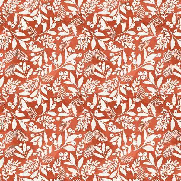 Winter Foliage in Ivory on Holly