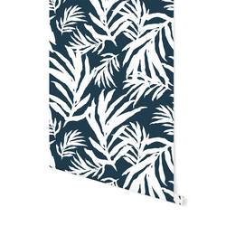 Palm Fronds in Deep Navy