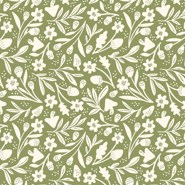 Falloween Floral in Green Apple
