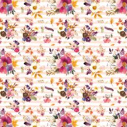 Little Garden Harvest on Splashed Stripe in Warm Pink