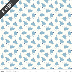 Whales Flannel in White