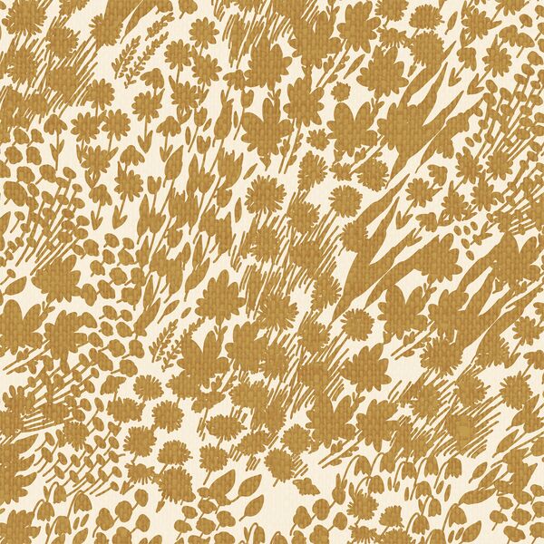 Silhouette Floral in Mustard in Light Cream
