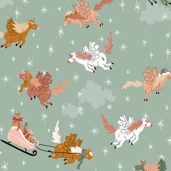 Large Unicorn Santa in Dusty Turquoise