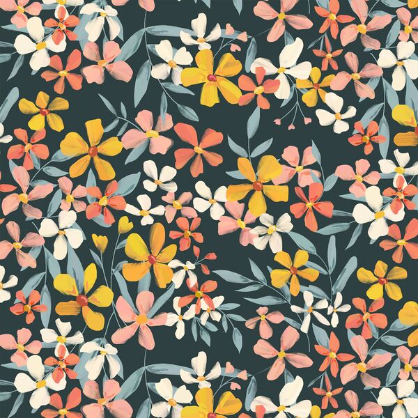 Blissful Blooms in Dark Slate