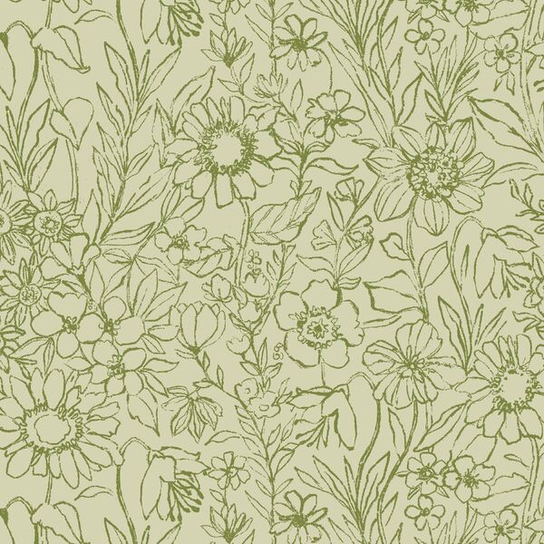 Sketched Garden in Fern Green