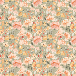 Little Painted Peonies in Light Sage