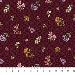 Small Tossed Floral in Maroon Multi