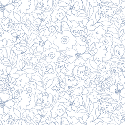Midnight Garden in Blueberry on White
