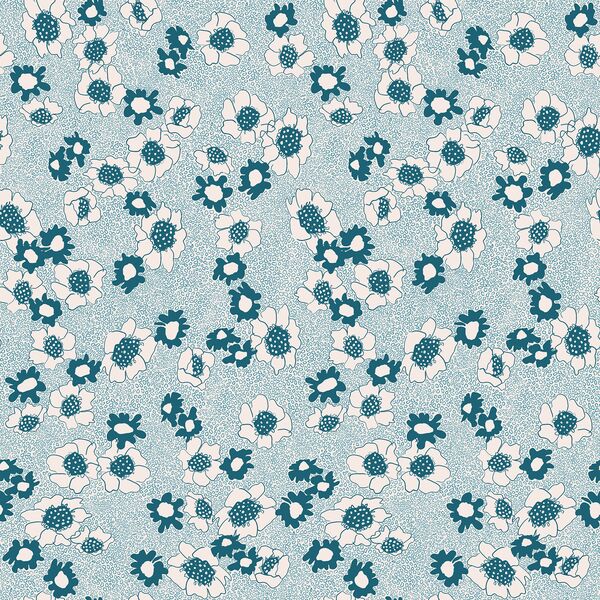 Peony Sketch in Teal