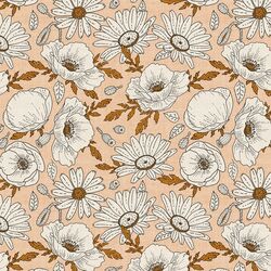 Poppies and Daisies in Coral