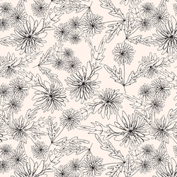 Chrysanthemum Sketch in Coal on Cloud
