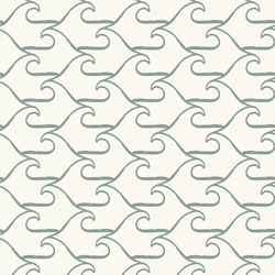 Surf's Up in Pewter Blue on Cream