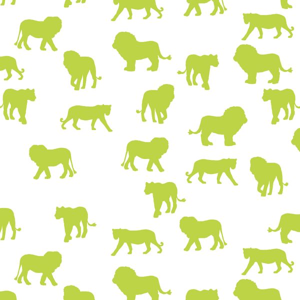 Lion Silhouette in Lime on White