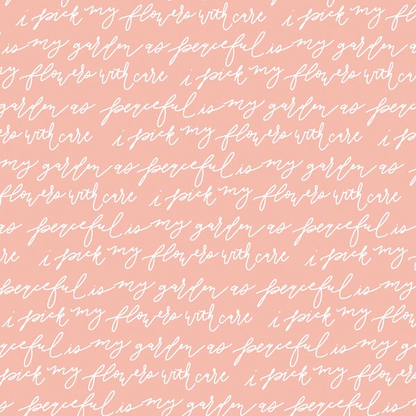Peaceful is My Garden in White on Peach Blush