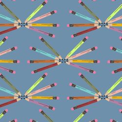 Pencil Fans in Denim Blue