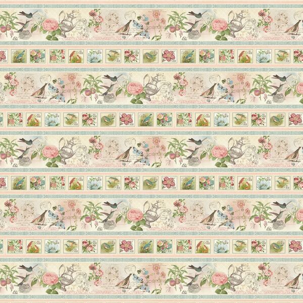 Botanical Tea Border Stripe in Multi