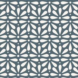 Large Stenciled Blooms in Navy Blue