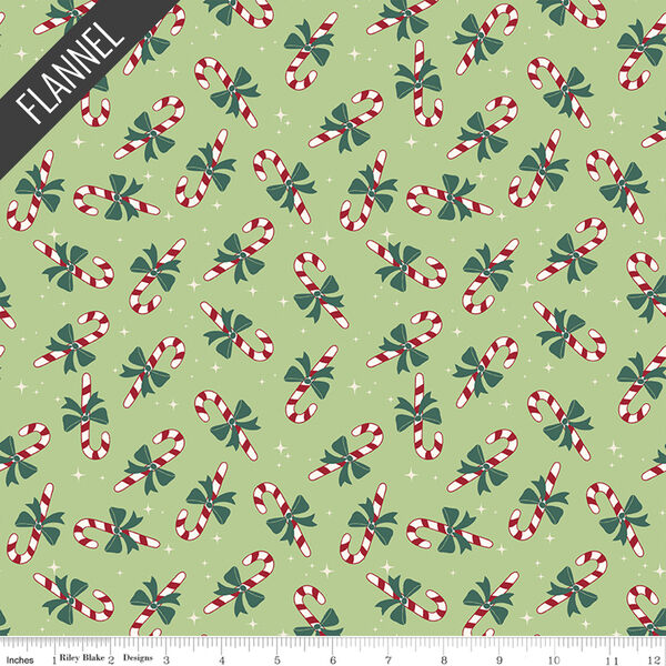 Candy Cane Flannel in Honeydew