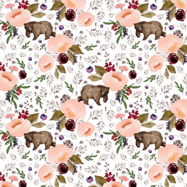 Small Floral Bear in White