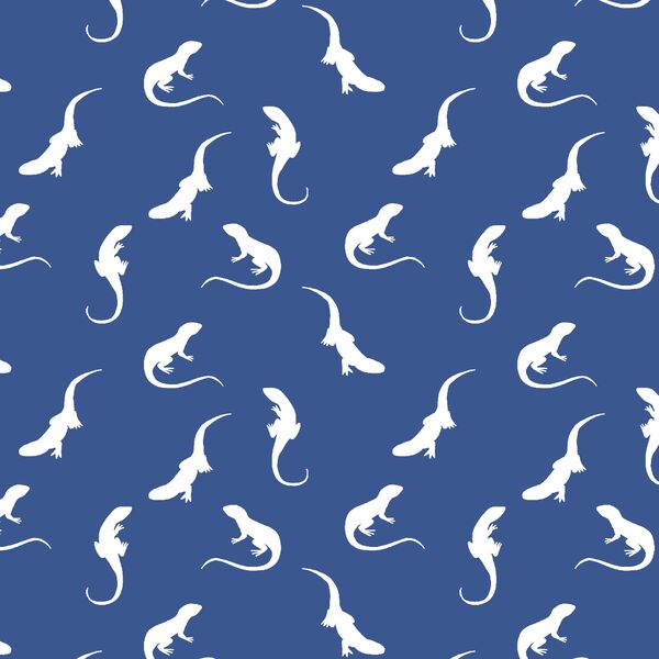 Iguana Silhouette in Blue Jay