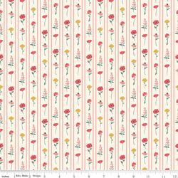 Floral Stripes in Vintage White