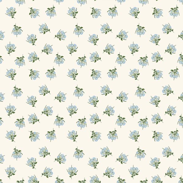 Blue Woodland Florals in Ivory