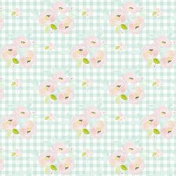 Little Blush Roses in Light Green Gingham