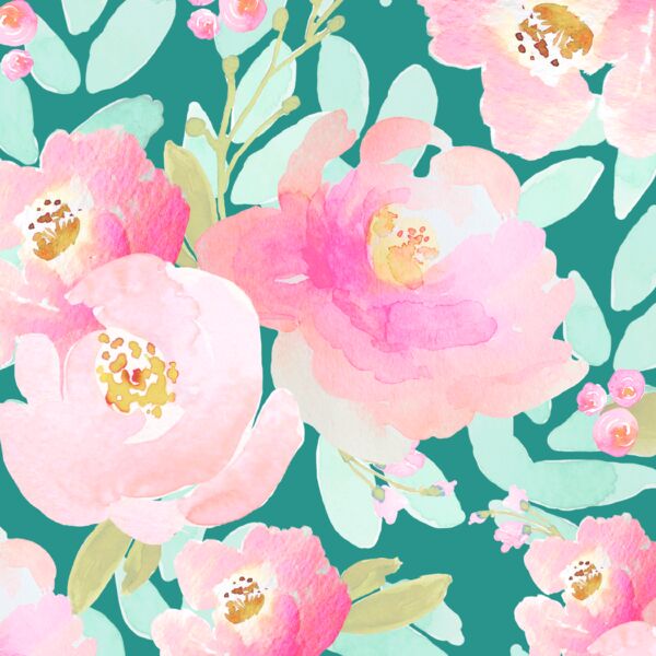 Plush Peonies in Jade Green