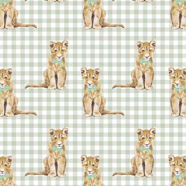Little Boy Cub on Gingham Check in Succulent Green
